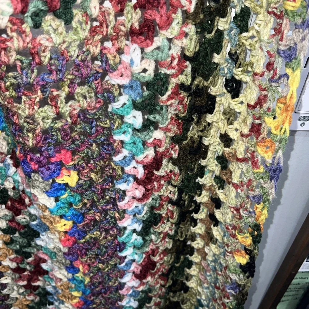 NEW HANDMADE crocheted afghan blanket throw53x54 Multicolor Beautiful New Gift‎